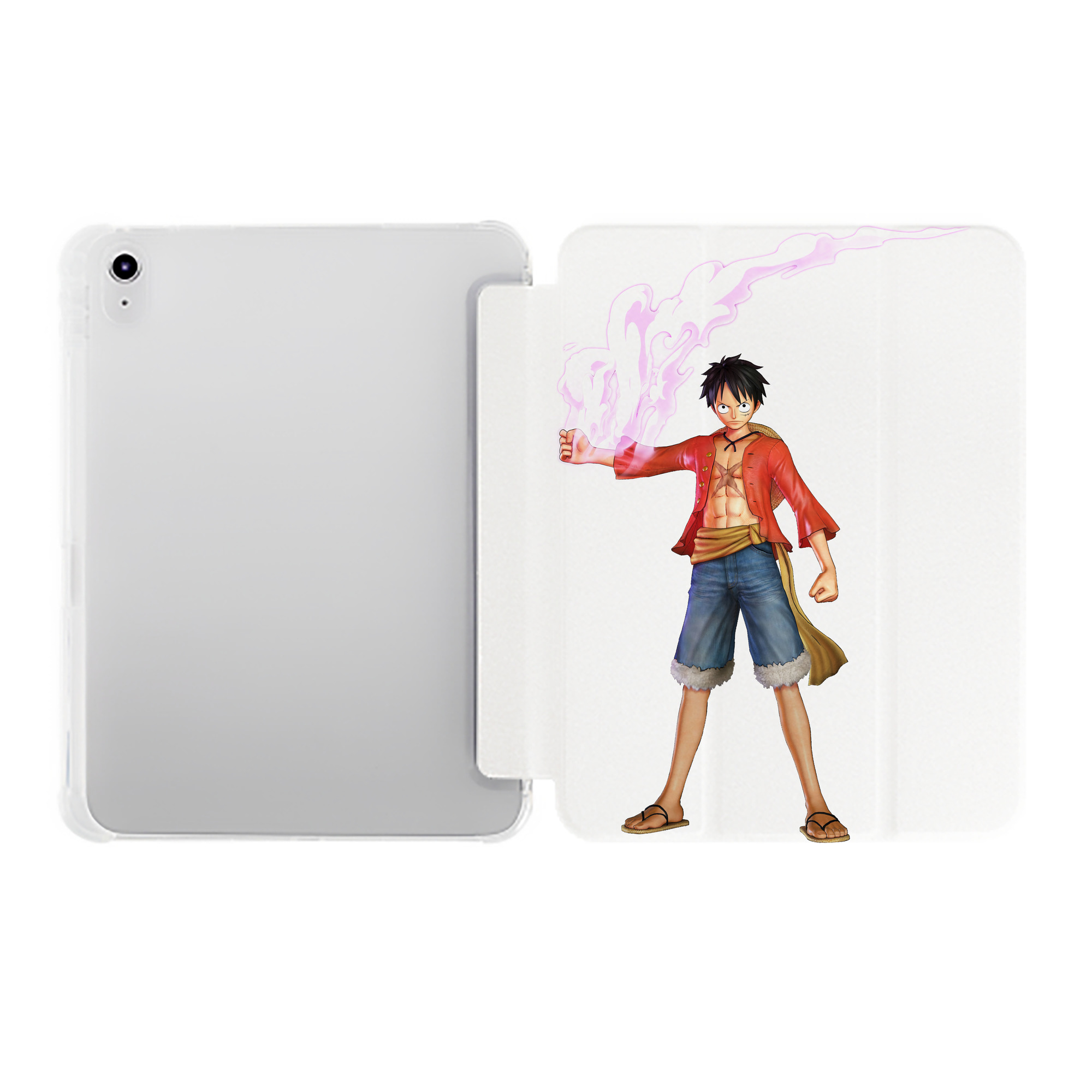 （画像用） ワンピース モンキー・D・ルフィ ONE PIECE Monkey D. Luffy IPad ケース ペン収納付き 三つ折りスタンド PUレザー×シリコン 対応機種9.5/10.5/10.9インチ